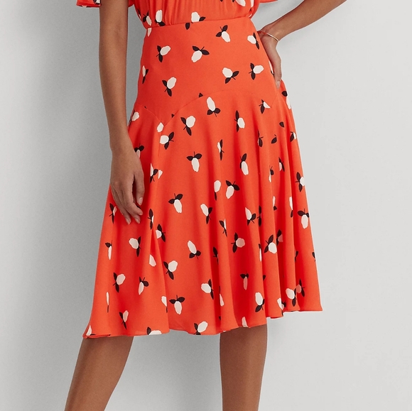 Lauren Ralph Lauren Dresses & Skirts - NWT Lauren Ralph Lauren Light Red Poppy Floral Georgette A-Line Midi Skirt 2